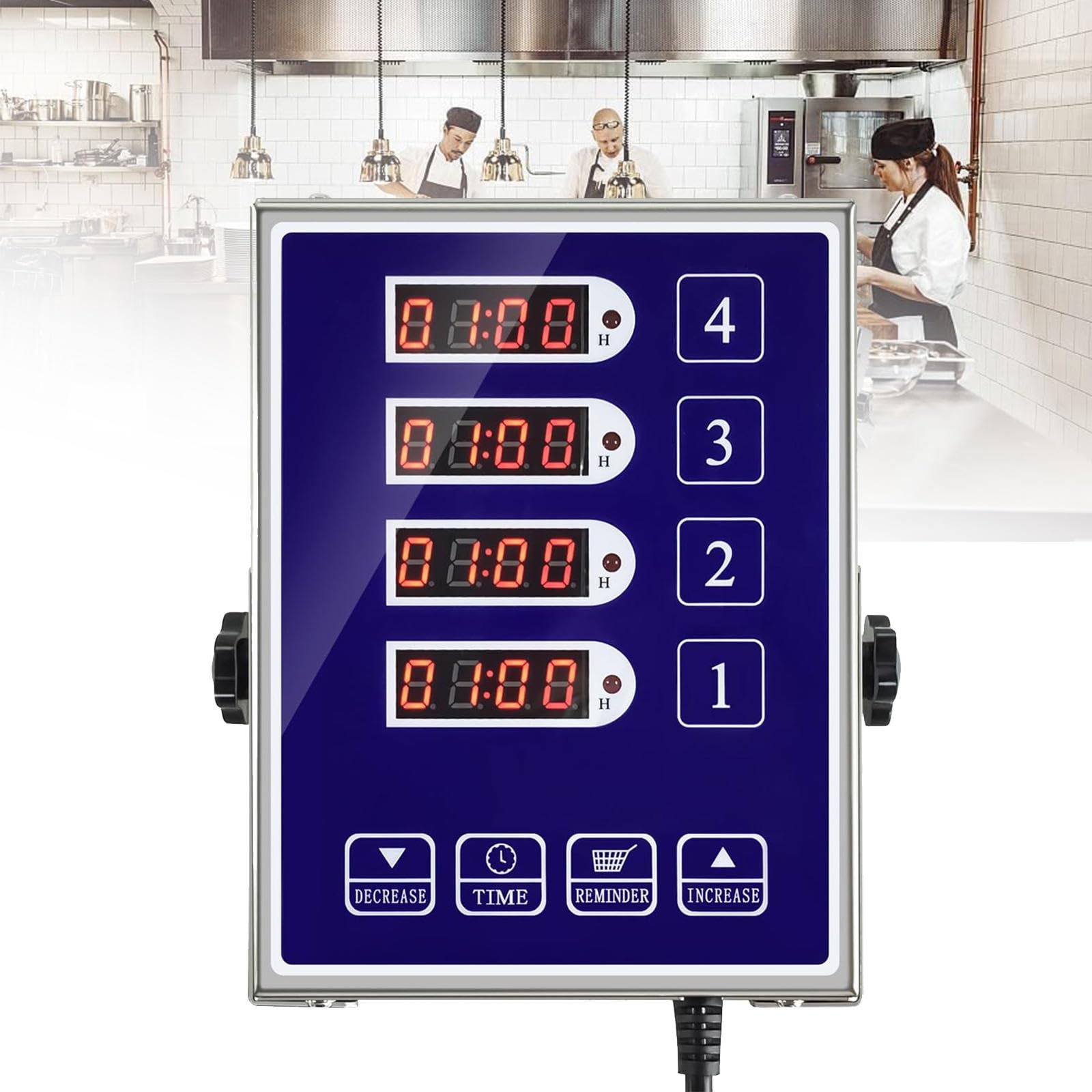 Minutniki kuchenne do gotowania, 4-kanałowy komercyjny timer kuchenny, cyfrowy zegar kuchenny LED w technologii LED ze stali nierdzewnej