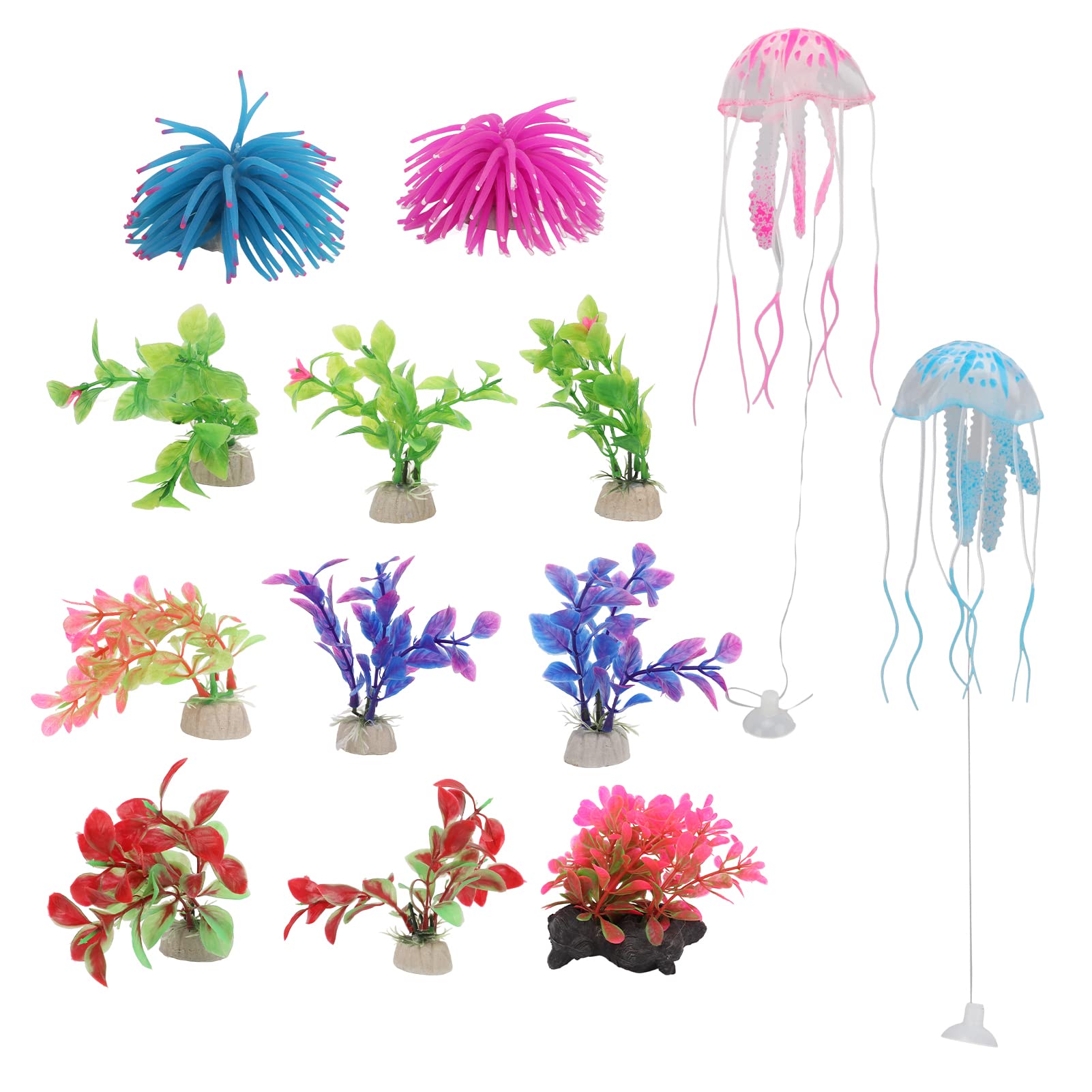 Plantes artificielles pour aquarium, méduses lumineuses et décorations