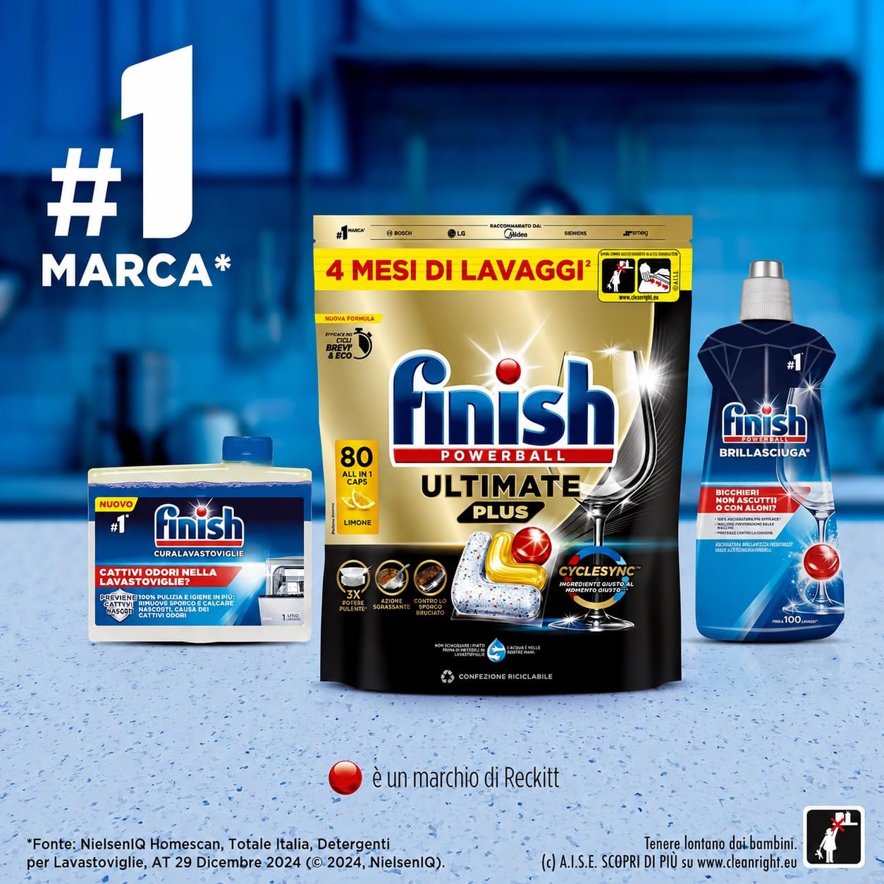 Finish Ultimate PLUS Pastiglie Lavastoviglie al Limone (240 capsule)