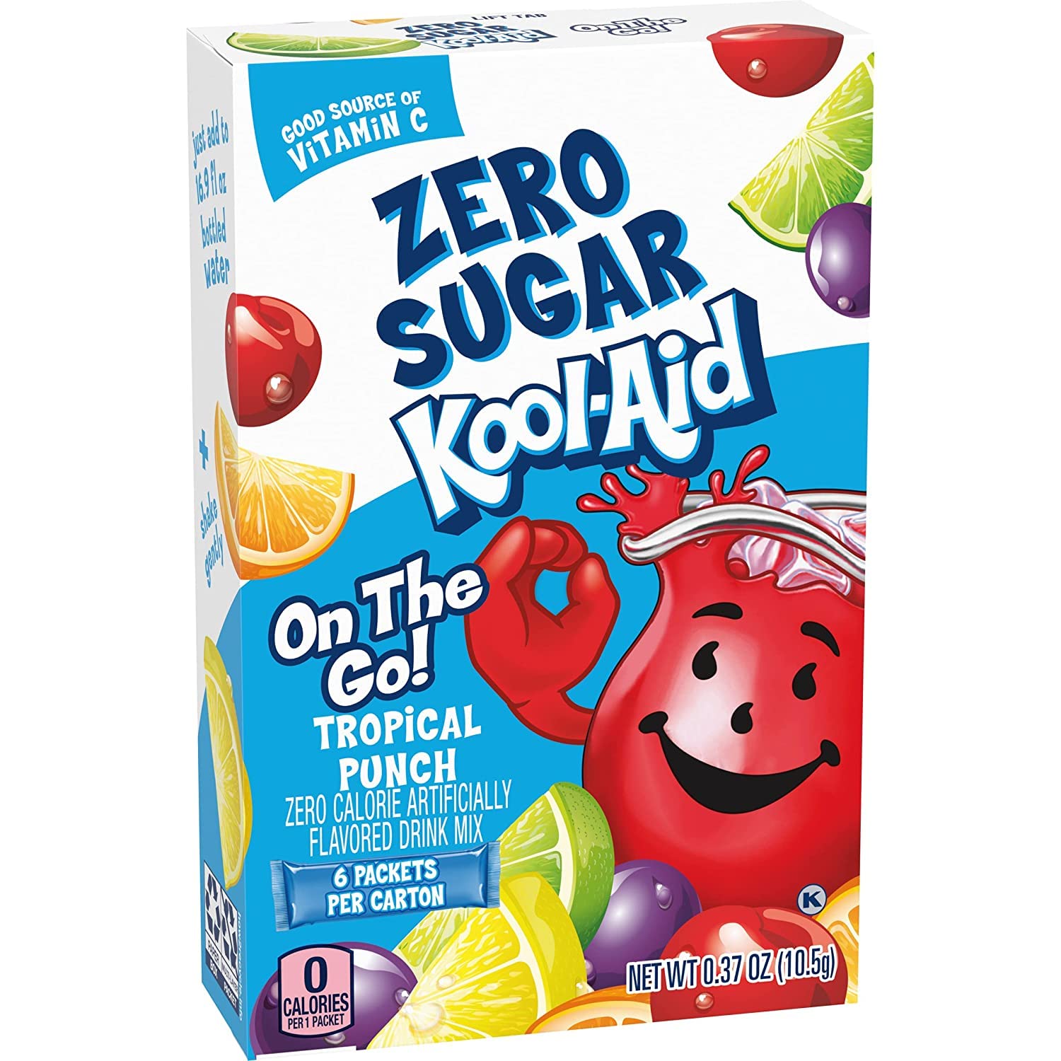 KoolAid Sugar-Free Tropical Punch On-The-Go Powdered Drink Mix 6 Count of 6 packets each for Total 36 Sticks bundle packaged by D'Elite Box
