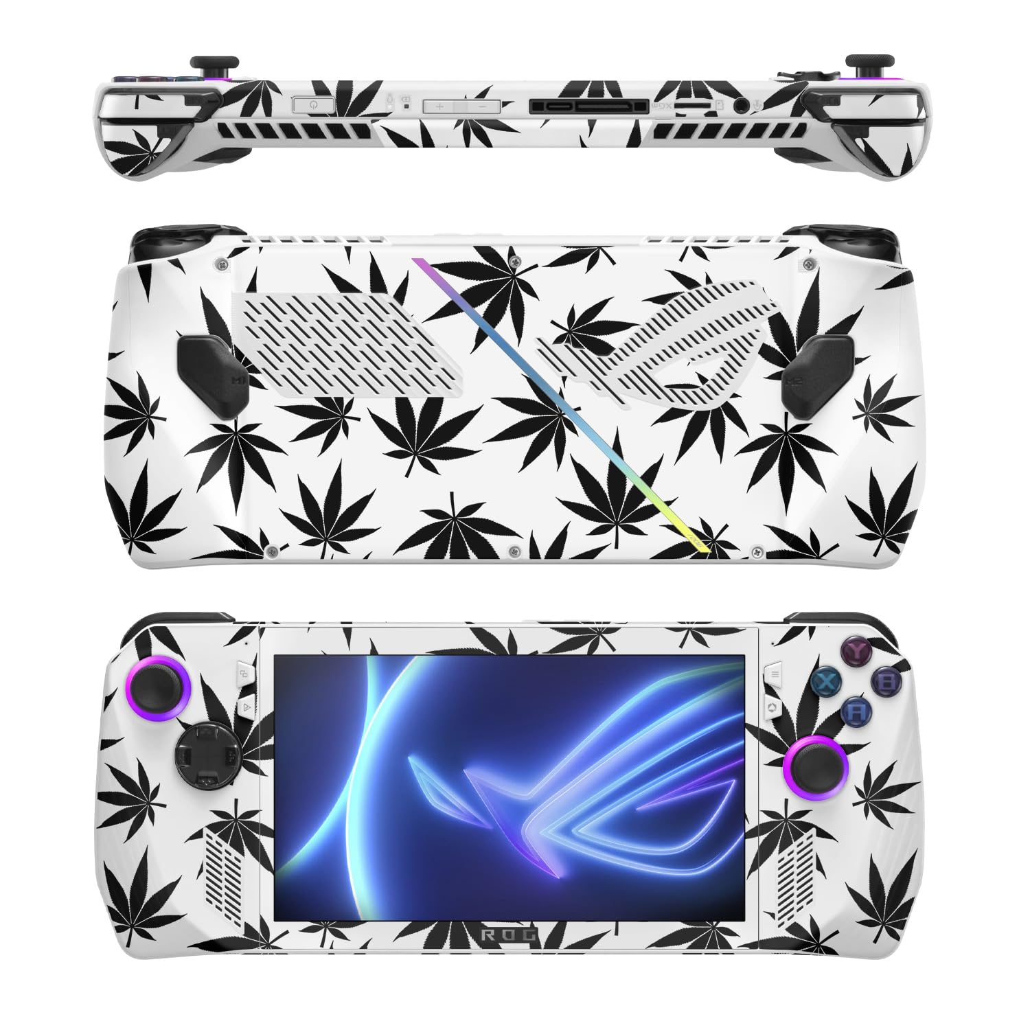 MightySkins Skin Compatible with Asus ROG Ally - Pot Leaves Black | Protective, Durable, and Unique Vinyl Decal wrap Cover | Easy to Apply, Remove, and Change Style
