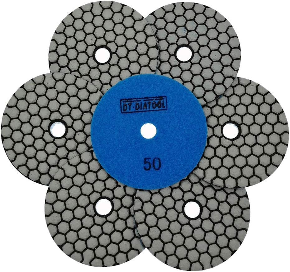 DT-DIATOOL Diamond Dry Polishing Pads Resin Bond for Granite Marble Diameter 4 Inch Grit 200 Pack of 7