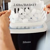 Silonn Jégkockakészítő Gép - 9 Kocka 6 Perc Alatt, 12kg/24 Óra, Öntisztító Funkció, 2 Méretű Jégkocka, 2L Víztartály, Fekete, Konyhai-Irodai 6