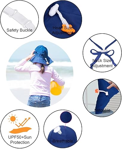 Miniatura 3 de SimpliKids UPF 50 UV Ray Sun Protection Wide Brim Baby Sun Hat A_white #11, A_white #2, Light Blue #1, Light Purple #1, Light Purple #2, Navy #1,