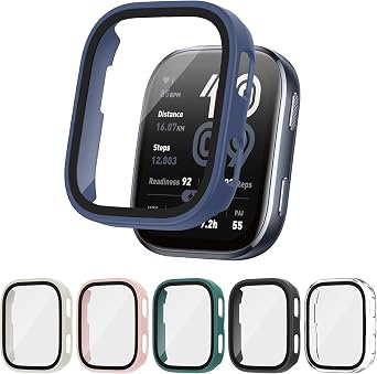 6 Pack Case Compatible for Amazfit Bip 6 with Tempered Glass Screen Protector, Shockproof Hard PC Bumper Protective Cover Compatible with Amazfit Bip 6