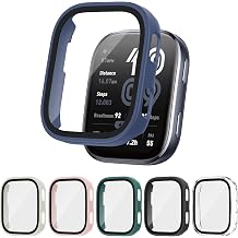 6 Pack Case Compatible for Amazfit Bip 6 with Tempered Glass Screen Protector, Shockproof Hard PC Bumper Protective Cover Compatible with Amazfit Bip 6