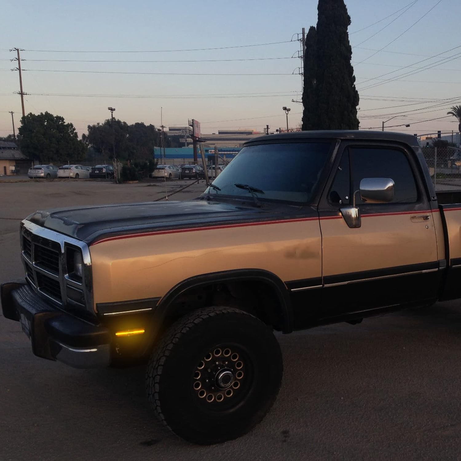 R&F Auto LED Front Smoked Side Marker Lights Compatible with Ram D150 D250 D350 W250 1972-1993 Pickup Ramcharger Bumper Sidemarker Lamps Fender Indicator Turn Signal Light