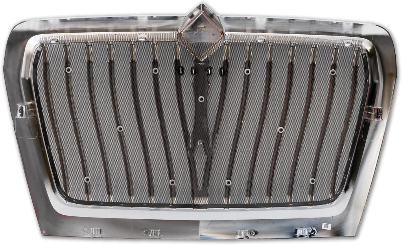 KOZAK Chrome Grille Compatible with International LT625 Trucks 2018 and Newer Models – Includes Logo, 2x 22" Windshield Wipers, and KOZAK Reflective Vest