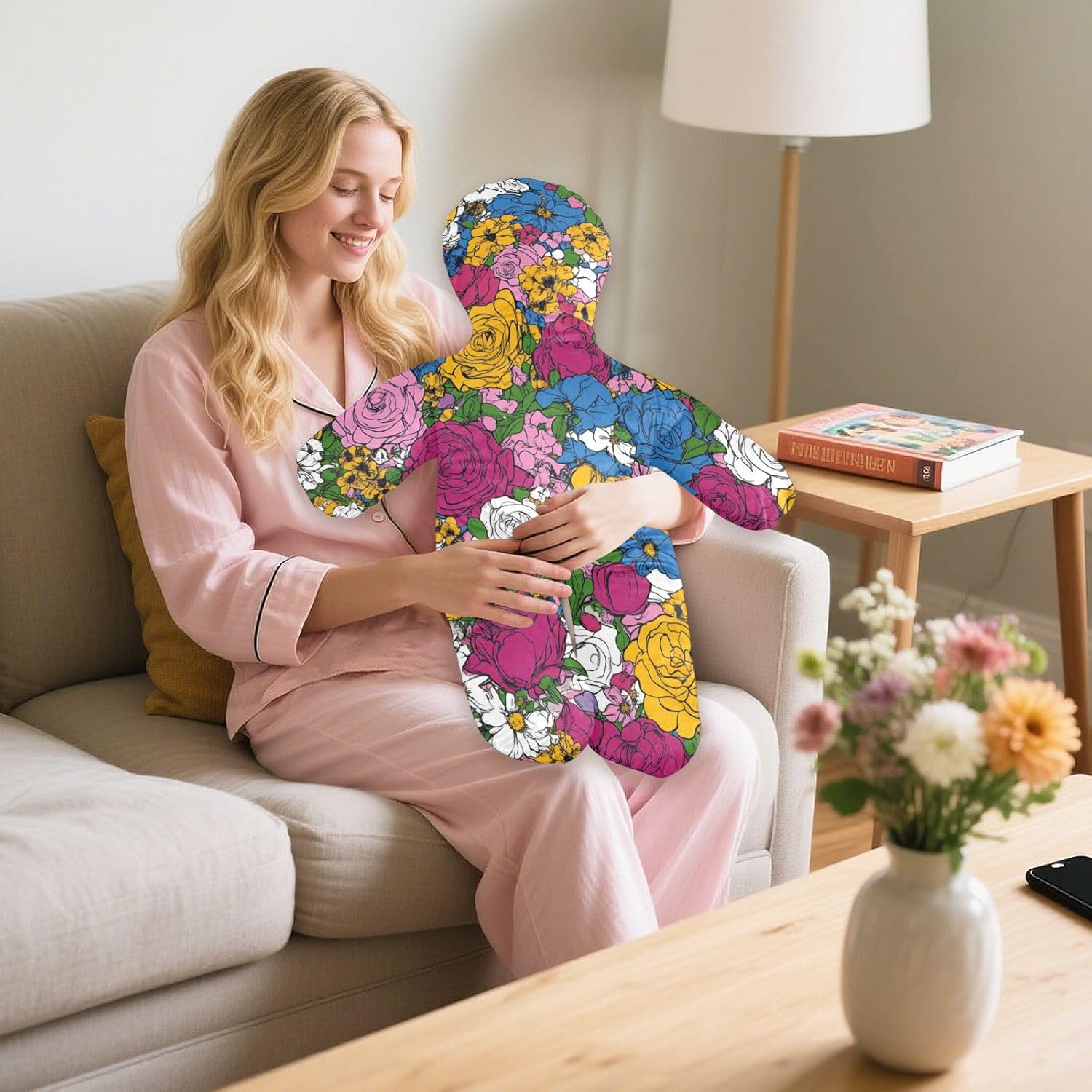 Full Body Pillow Hypoallergenic Bed Pillows Emotional Support for Kids Rose Summer Flower Hot Colorful