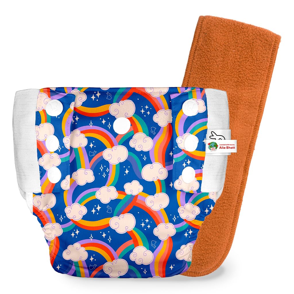 SuperBottoms UNO Cloth Diaper Pants (9kg-17kg) | Pant Style Cotton Diaper Pants | Super Absorbent | Washable & Reusable 300+ times | Comes with a Dry Feel Magic Pad | CPSIA Certified | Sweet Twinkle