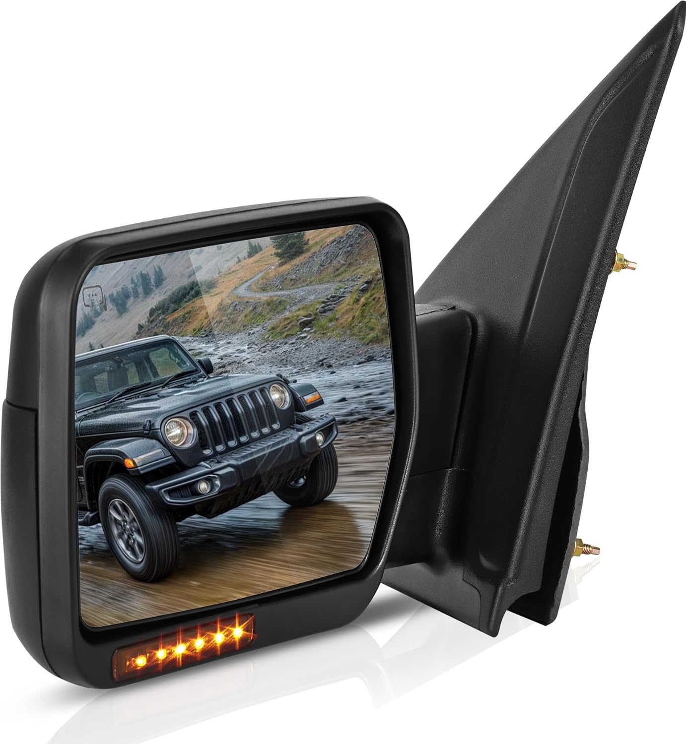 DWVO Left Driver Side Mirror fit 07-14 Ford F-150 series truck, Left Driver Side Mirror with Power Adjustable Heated Folding LED Turn Signal Black