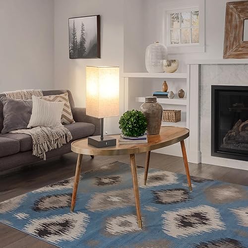 Miniatura 6 de GGOYING Lámpara de mesita de noche, lámpara de dormitorio con cadena de tracción con puertos de carga USB C+A, bombilla LED de 2700 K, pantalla de