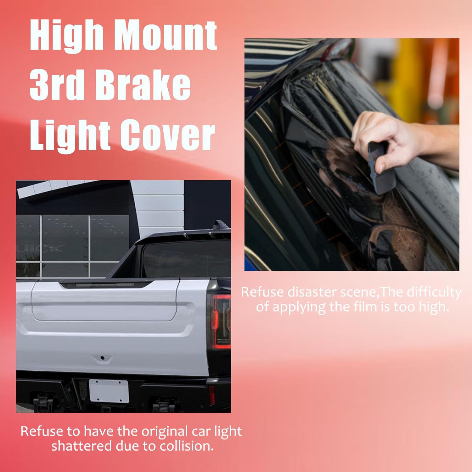 Yinanlutos High Mount 3rd Brake Light Trim Cover Compatible with Hummer EV Pickup 2024 2025 2026 Smoked Black Third Brake Light Cover Protector Exterior Accessories 1PCS