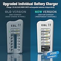 Vista 2 de EBL Baterías recargables Ni-MH AA de 2800 mAh (paquete de 8) y cargador de batería AA AAA recargable con 2 puertos de carga USB