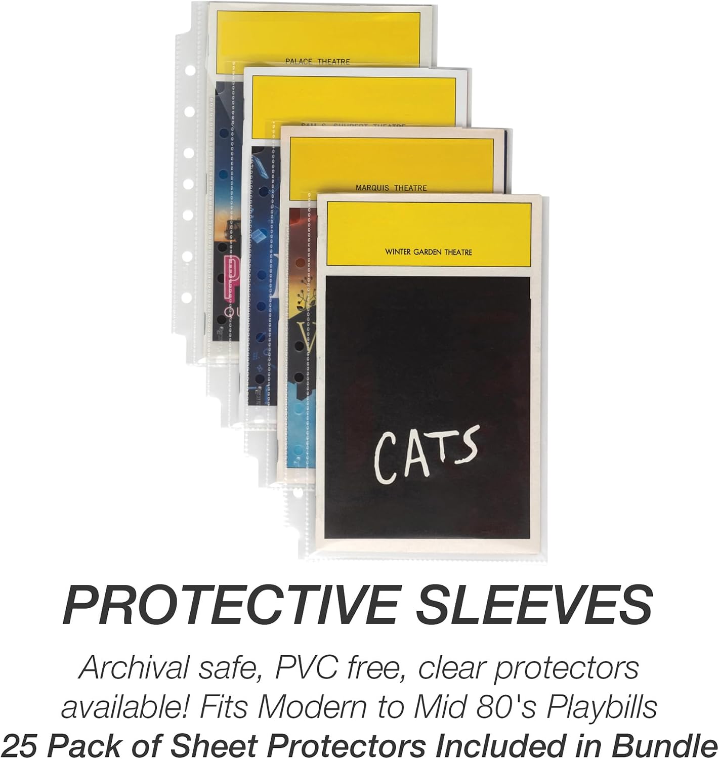 Samsill Vintage 2 Inch Binder Bundle with 25 Clear Protectors Compatible with Theater Programs and Broadway Programs, My Broadway Debossed on Cover