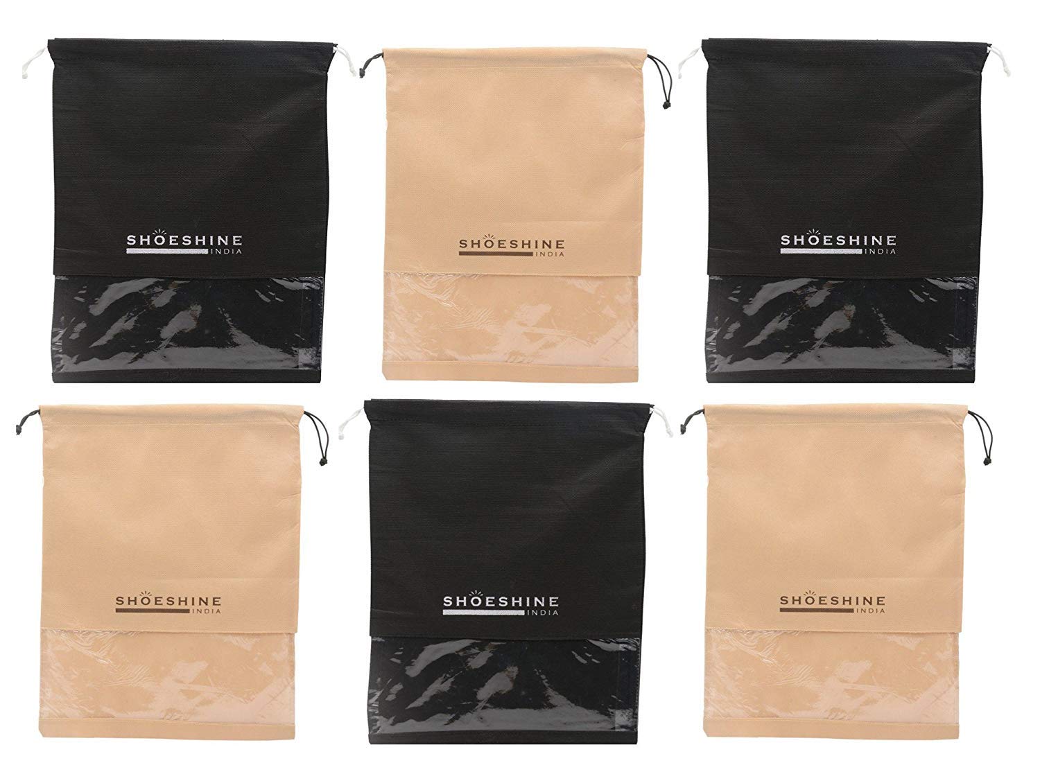 Beige & Black Shoe Bag (SB-PVC-3+3)-image-37
