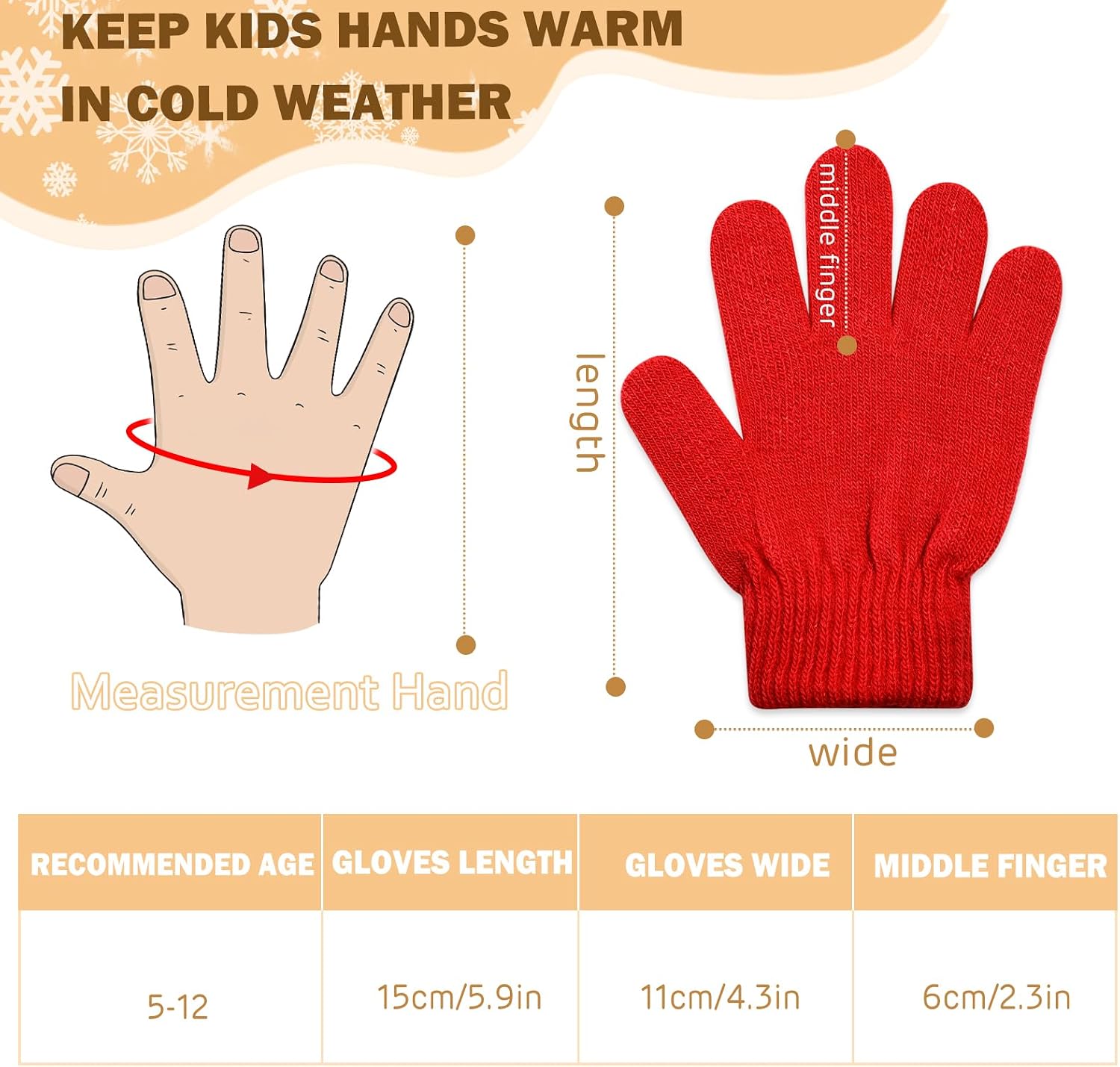 ONESING 6 Pair Baby Gloves Toddler Gloves Toddler Winter Gloves Kids Gloves Winter Stretchy Knit Gloves for Kids Boys Girls
