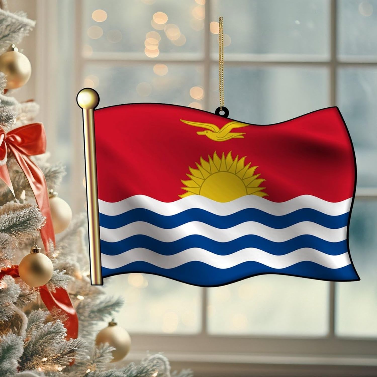 Customize Kiribati Flag Ornaments for Kiribati Friends 3 Inch 2D Souvenir Popular Country City Souvenir Personalized Christmas Ornaments 2024 1st Xmas Present for New Home image 3