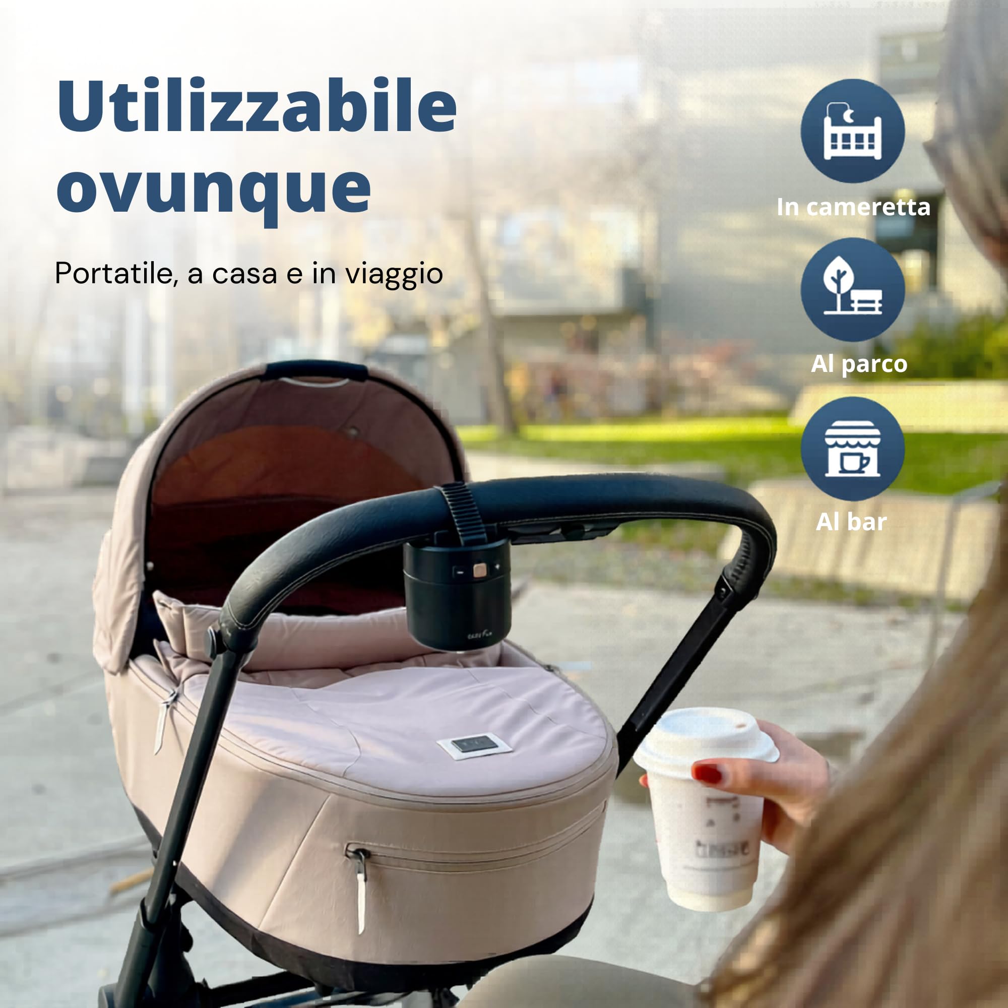 ZAZU ROXY Dondolo Elettrico per Passeggino – Movimento Automatico 40 Minuti, Sensore di Pianto, Intensità Regolabile, Portatile, Ricaricabile USB, Resistente agli Schizzi IPX1