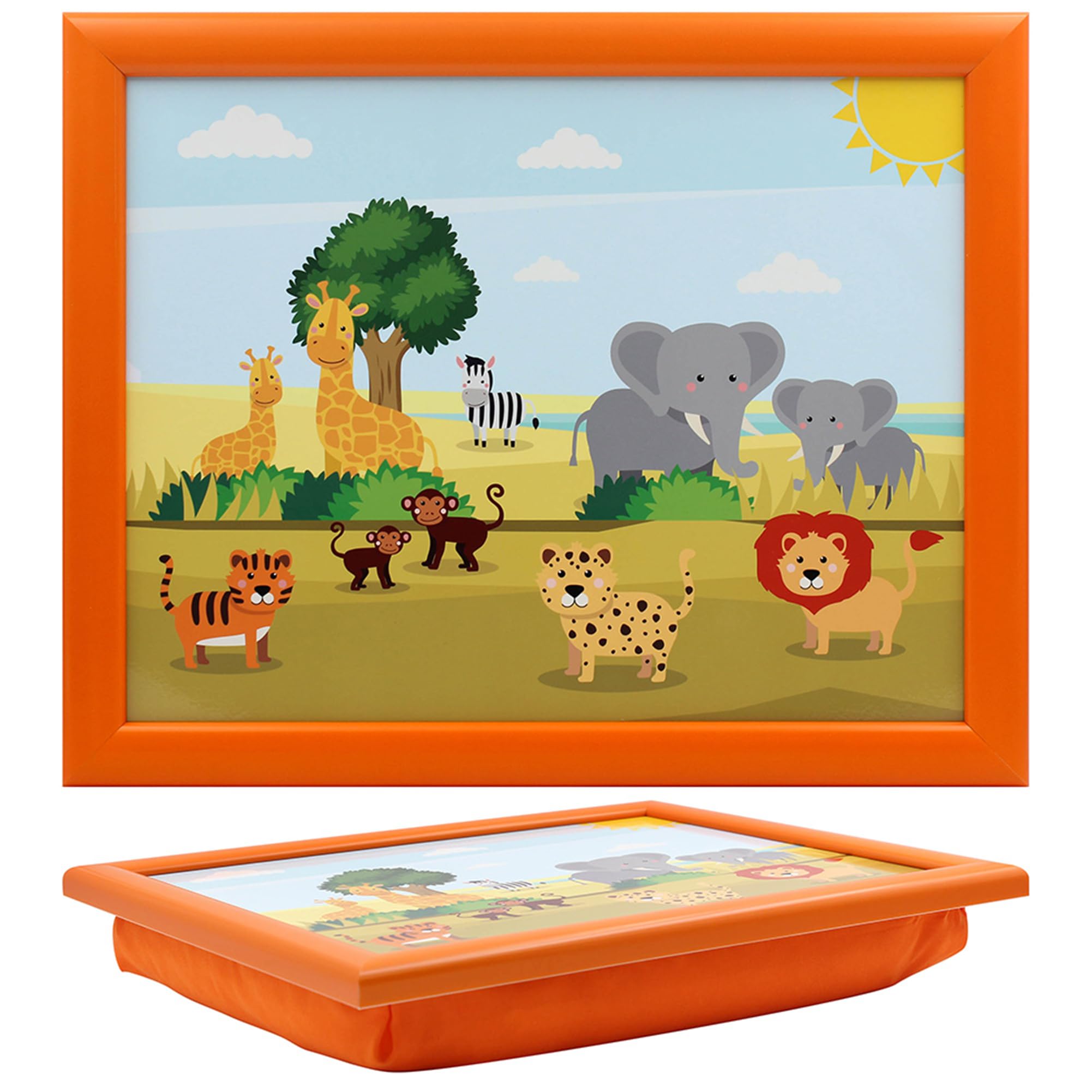The Leonardo Collection Little Stars Zoo Laptray For Food Serving & Breakfast | Comfortable Bean Bag Lap Trays With Cushion | Durable Food Tray For Eating On Lap | Ideal Laptrays For Home & Adults