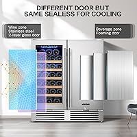 Vista 8 de BODEGA Refrigerador de vino y bebidas independiente de 30 pulgadas. Refrigerador de vino de acero inoxidable de doble zona bajo mostrador, enfriador