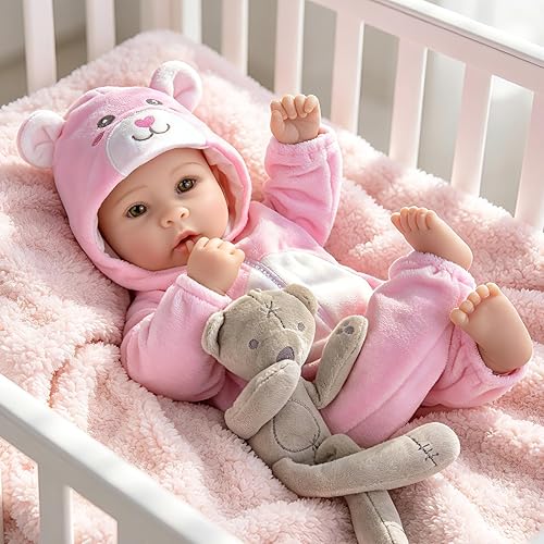 Aori Baby Dolls Realistic, 17-inch Lifelike Soft Body Baby Girl That Look Real with Feeding Kit Included, Ideal Gift for Kids, Birthday, Pretend Play