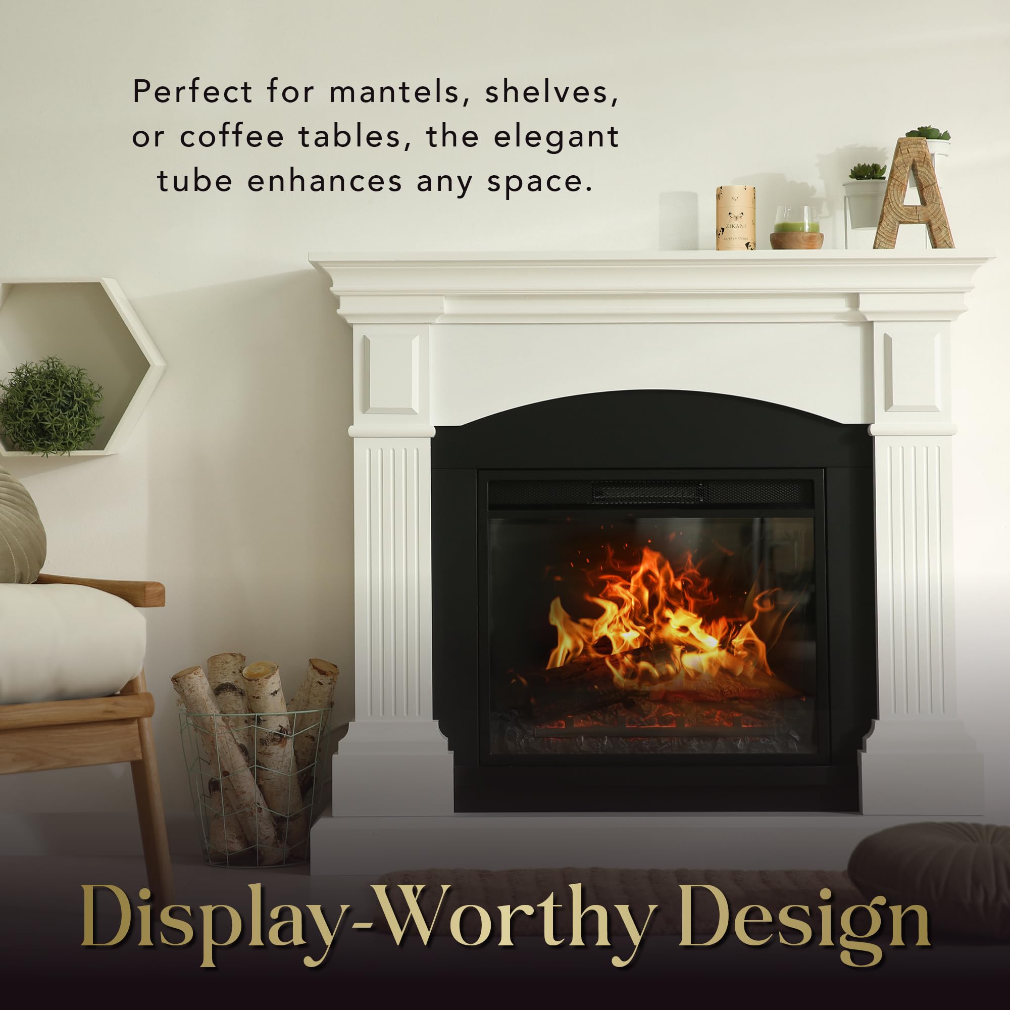 Rustic Charm Fancy Matches: 100 4-Inch Rainbow Tip Matches + Striker | Kiln-Dried Wooden Artisan Matchsticks for Decorative Cloche Jars, Fireplaces, and BBQ - 100 Count (Rainbow Tip)