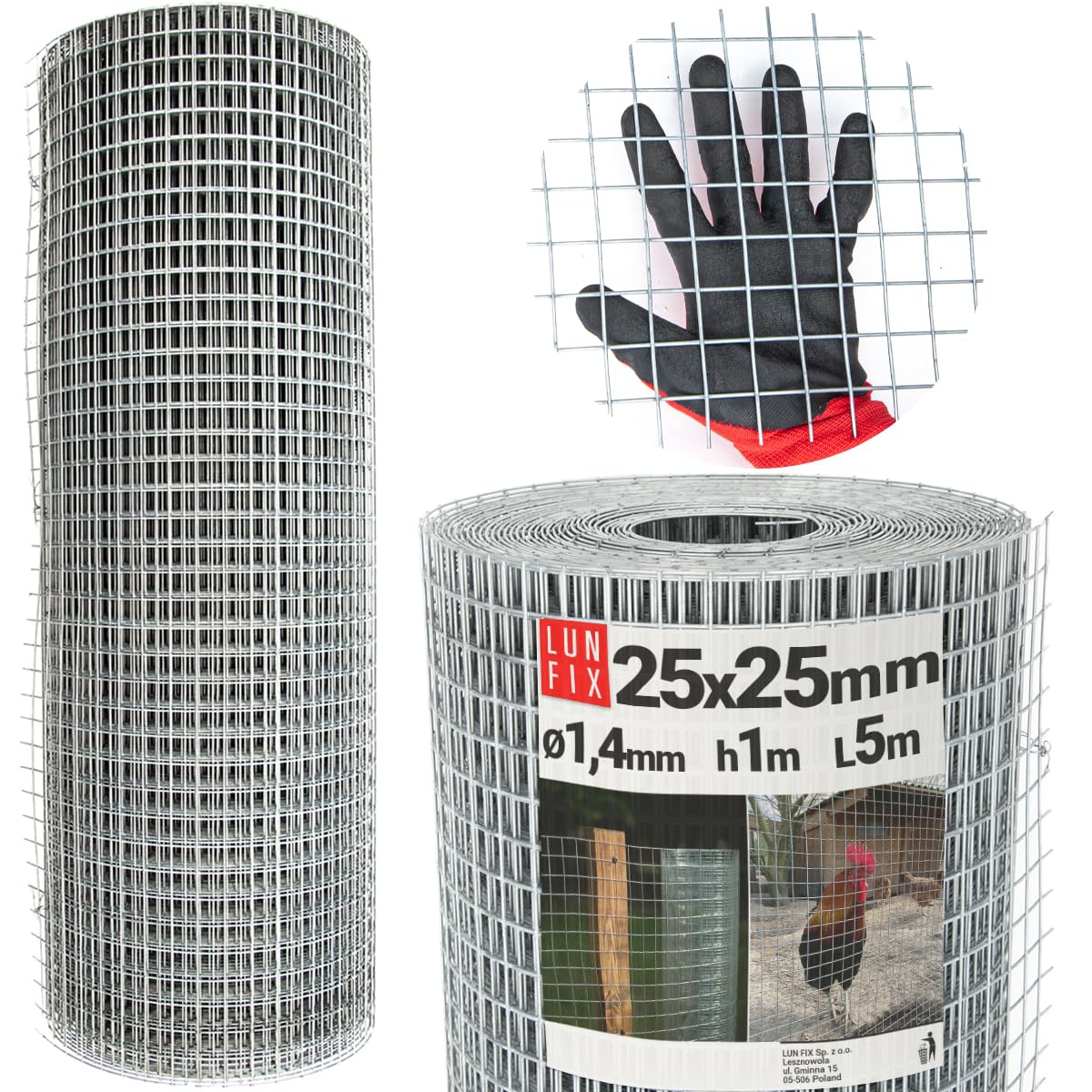 Alambre para aviario, 25 x 25 mm, diámetro 1,4 mm, 1 m x 5 m, acero galvanizado, alambre para conejos | Alambre de conejo, malla de alambre de soldadura, rejilla para roedores para jardín, valla de malla de alambre