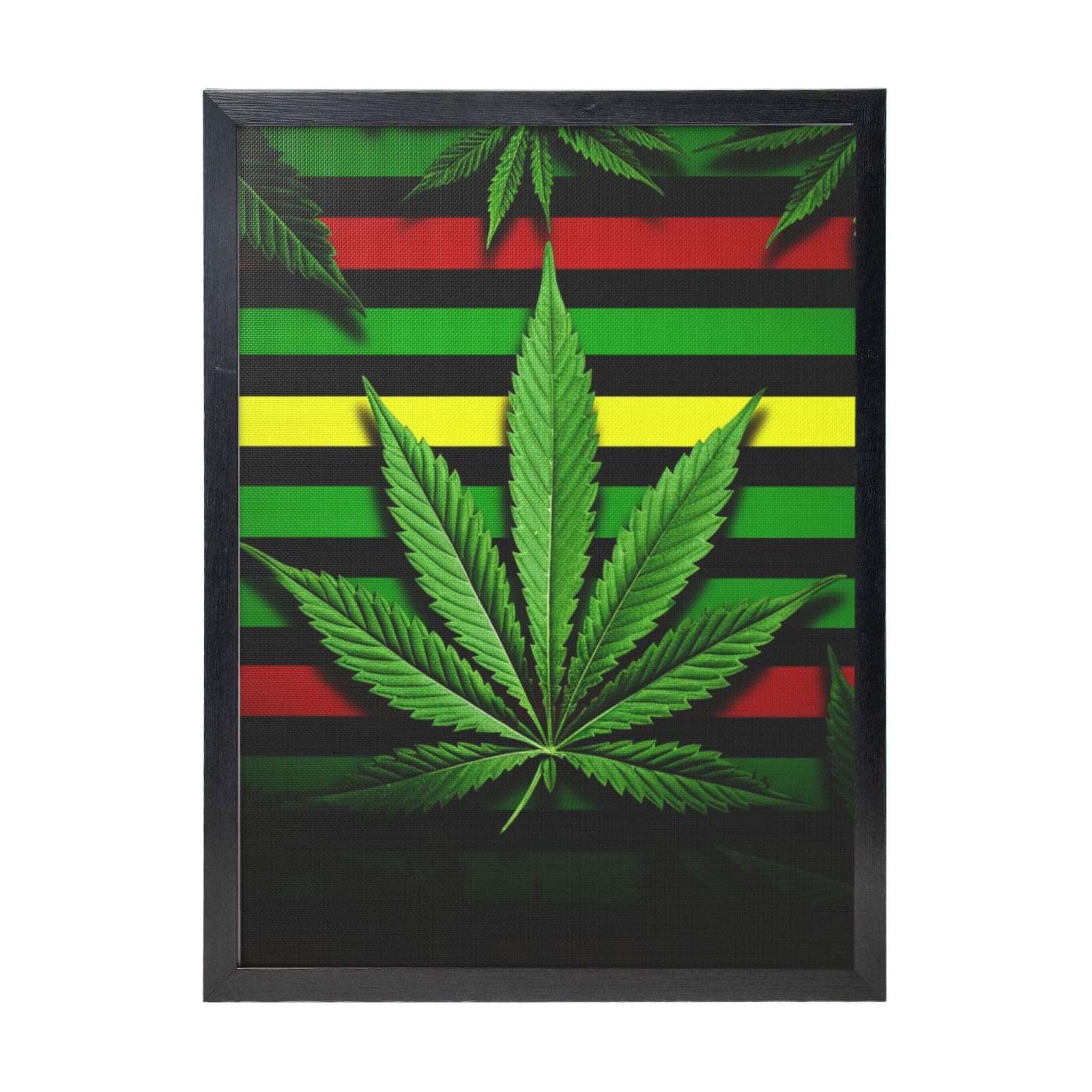 Framed Wall Art - Decorative Canvas Painting Weed striped Pictures Poster Aesthetic Modern Prints Artwork for Bedroom Office Wall Decor Ready To Hang 12x16 in