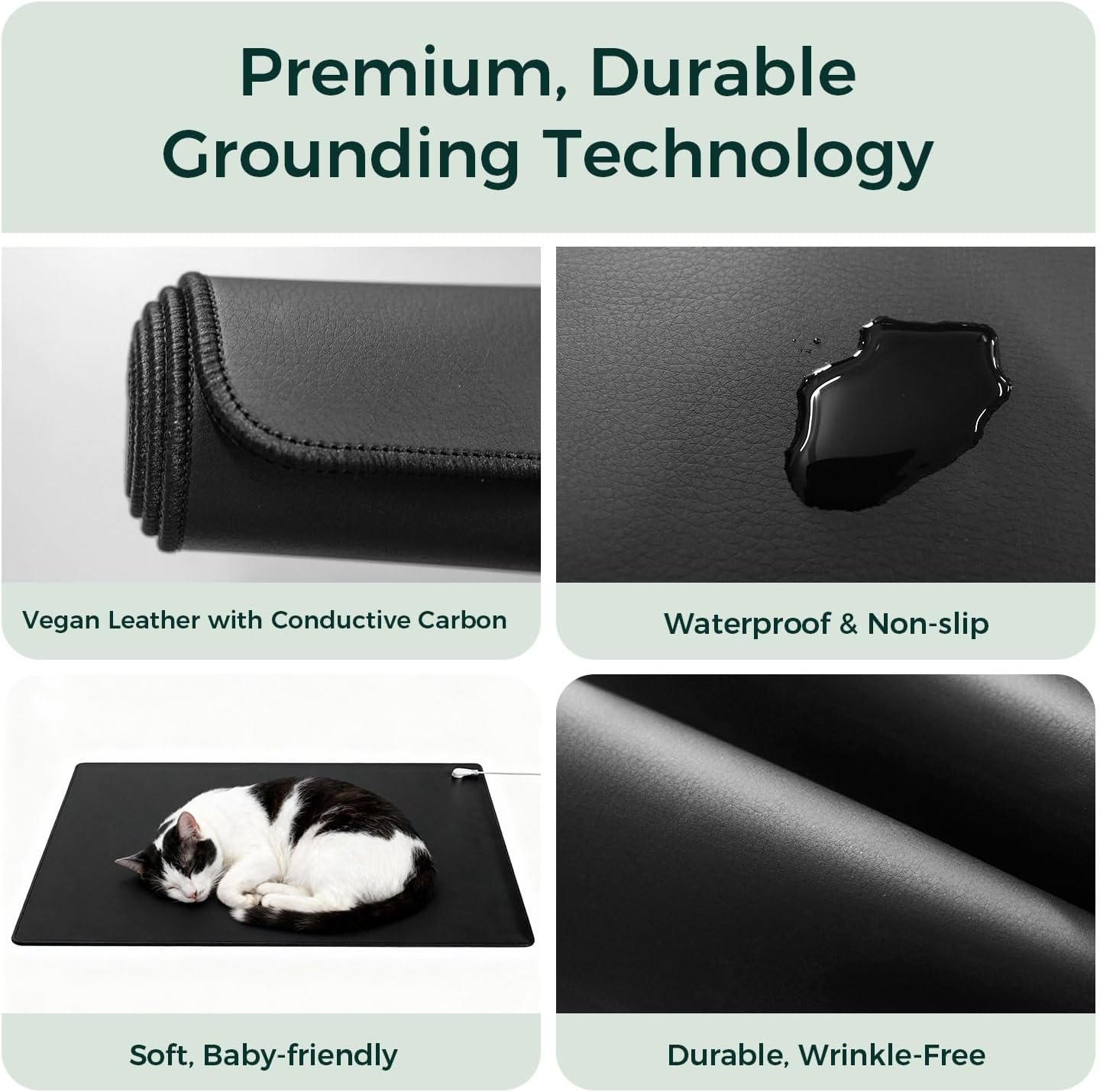 Grounding Mat for Better Sleep, Enhanced Comfort, Daily Balance and Wellness, Grounding Pad for Bed, Feet and Desk, Use at Home or Office, Premium Non-Slip Earthing Mat with 15ft Cord