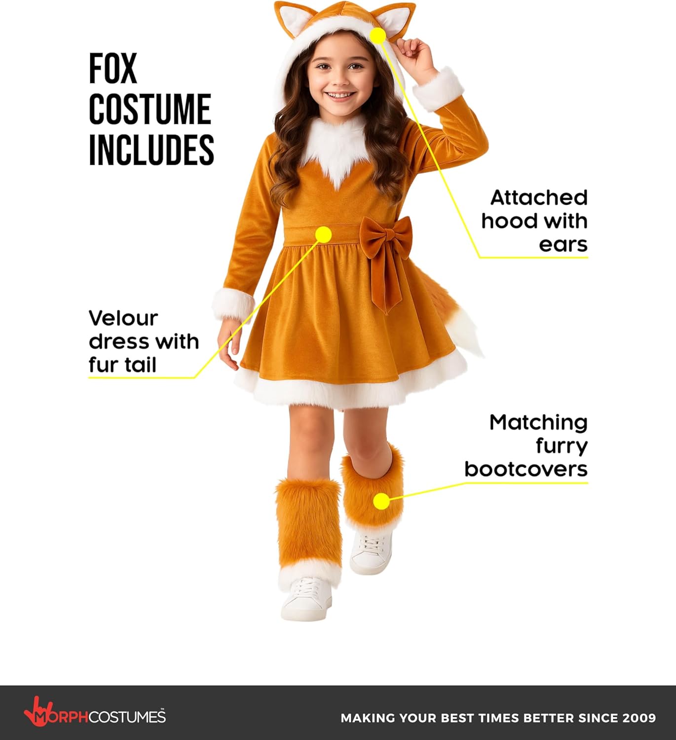 Morph Fox Costume for Girls Baby Dress Up Furry Toddler Fox Costume Kids Halloween Costumes for Girls