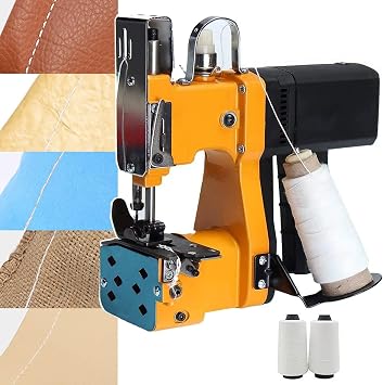 Electric Sewing Machine Bag Closer Machine - High Efficiency, Automatic & Manual Mode, Portable Industrial Closed Seal Bag Sewing, Wrench Accessories & 2 Sealing Wires