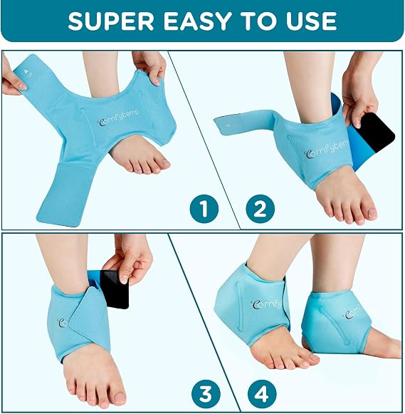 Comfytemp 2 Packs Ankle & Foot Ice Pack Wrap, Reusable Gel Cold Compress