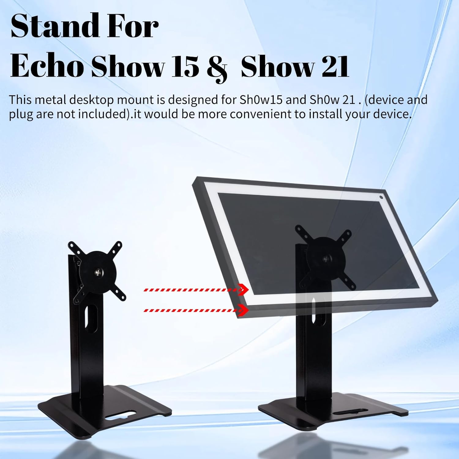 Swivel and Tilt Metal Stand for Echo Show 15 (Gen 1, Gen 2) and Show 21 Adjustable(-58°/+58°) with 360° Rotatable Wall Mounting Holder for Monitor Full Motion 13"-27",Black