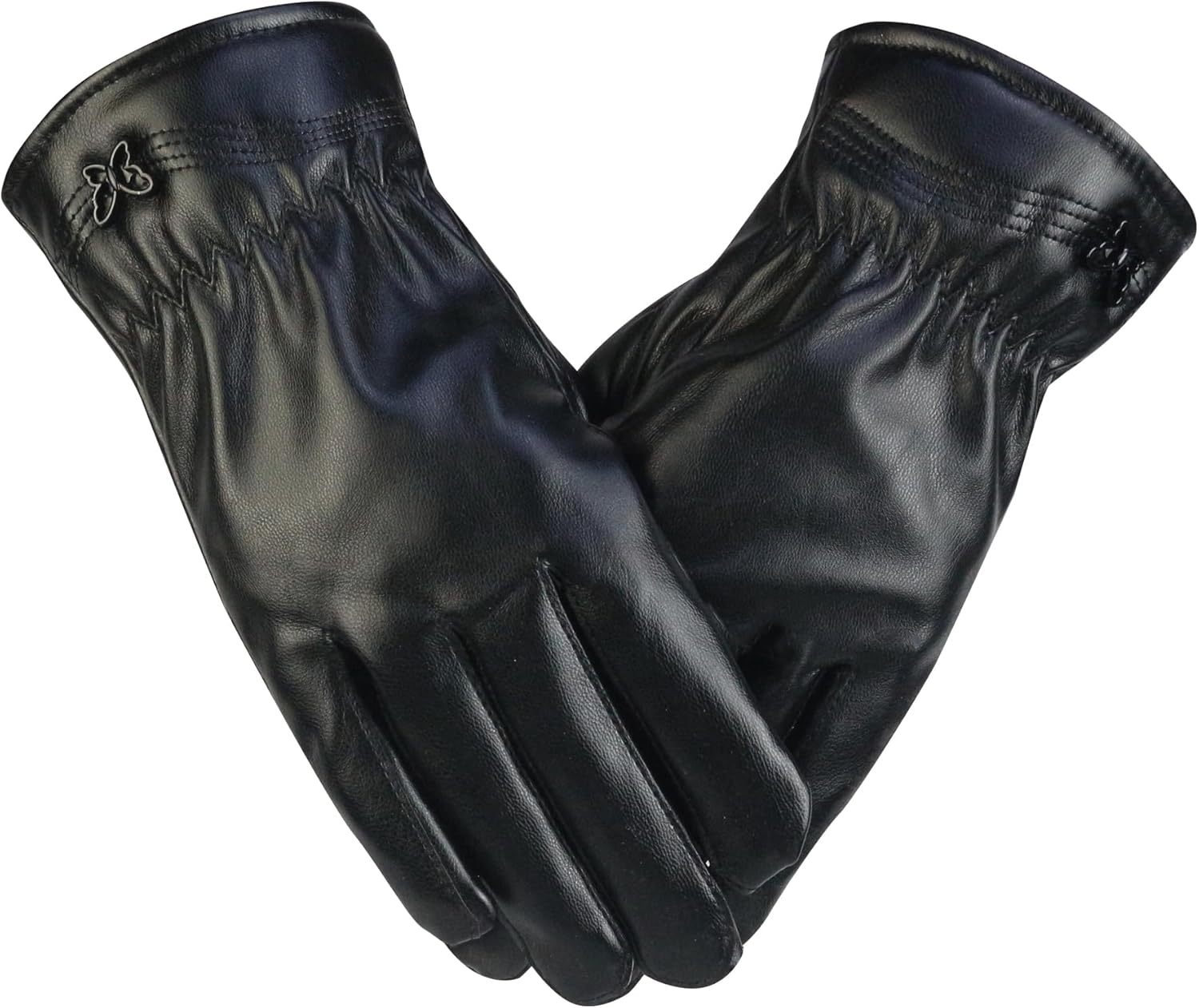 Long Keeper Winter Leather Gloves for Women Soft Warm Lined Touchscreen Texting Driving Gloves PU Leather Cold Weather Glove