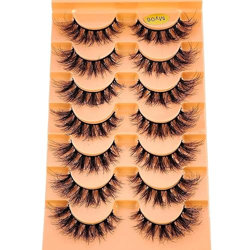 HBZGTLAD 7 pares de pestañas de ojo de gato 3D pestañas postizas naturales 5d esponjosas suaves cruzadas pestañas manga pestañas Wispy Natural
