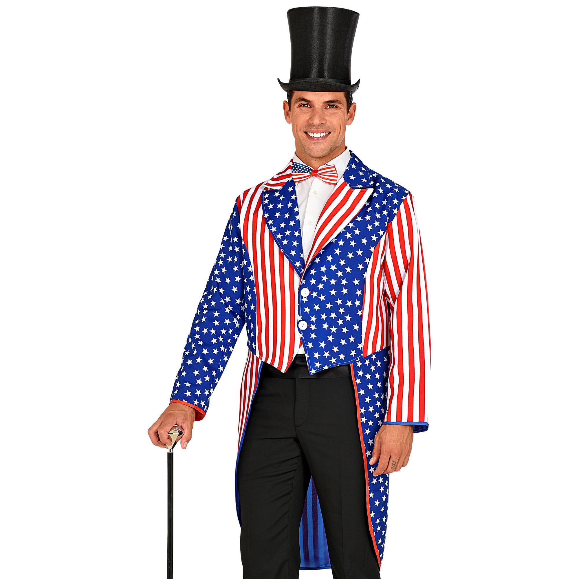 WIDMANN 48272 USA Parade Dress for Men, Guard Uniform, Stars and Stripes, American Flag, Costume, Carnival, Theme Party, Multicoloured, M