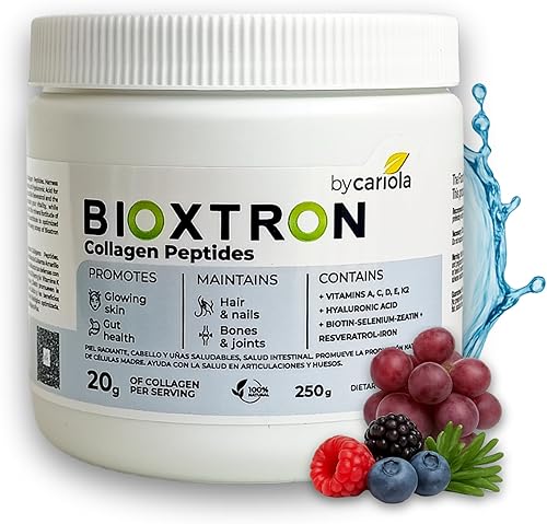 Bioxtron Polvo de péptidos de colágeno - Sin sabor, bovino tipo I con renovación de células madre para cabello, uñas, piel, intestino, huesos y