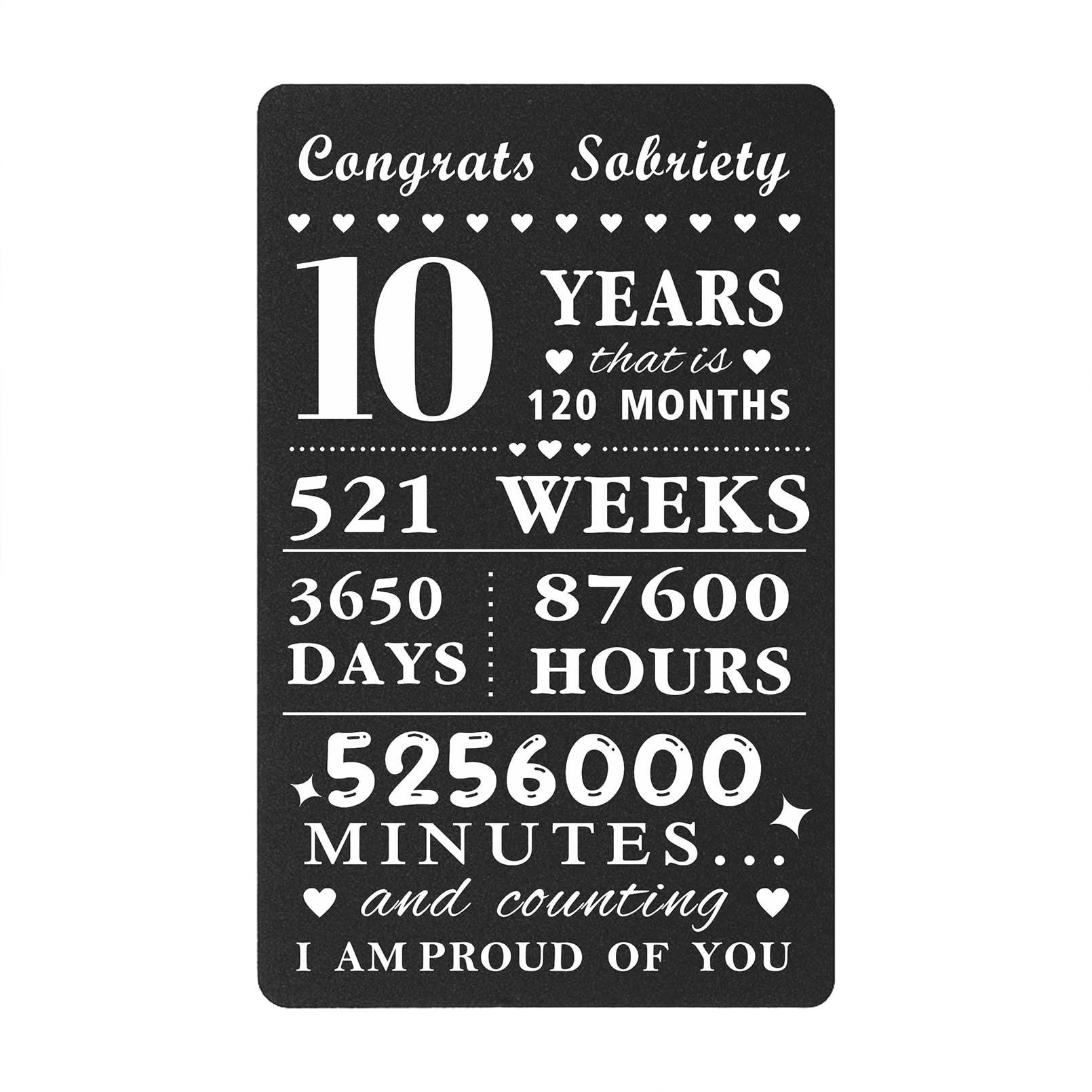 10 Year Sobriety Card for Women Men, 10 Year Sober Gifts, ten Years AA NA Recovery Anniversary Sober Token