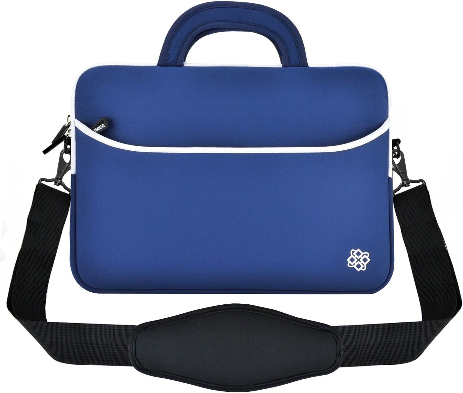 KOZMICC 15 15.6 Inch Neoprene Messenger (Navy Blue/White) for 15-inch Apple MacBook Pro, Apple MacBook Pro w/Retina Display & Other 15"-15.6" Inch Laptops/Ultrabooks
