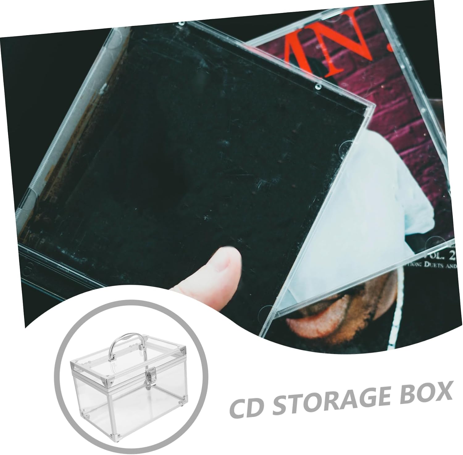 MERRYHAPY Compact Cd Storage Box with Lid Clear Organizer for Dvds and Cds Portable Disc Case for Easy Access Storage Container for Music and Movies