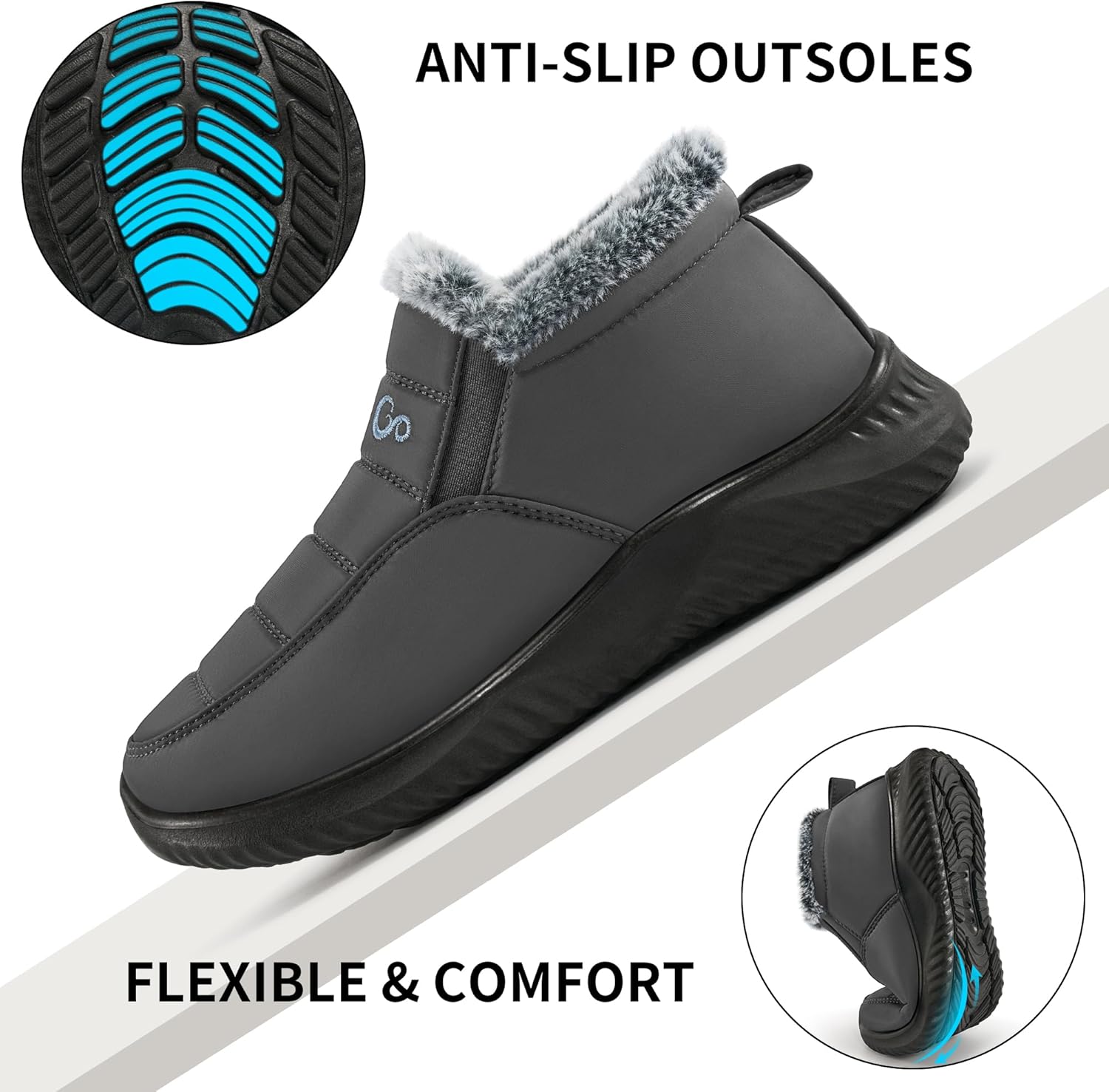 Ablanczoom Winter Snow Boots for Women: Comfortable Warm Fur Lined Slip On Waterproof Outdoor Ankle Booties - Image 4