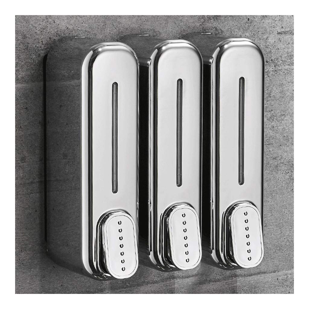 Dispensador de jabón automático sin contacto para cocina, baño, dispensador de jabón montado en la pared con capacidad de 11,8 oz, ideal para el hogar, hotel, centro comercial (plata, 3 cámaras)