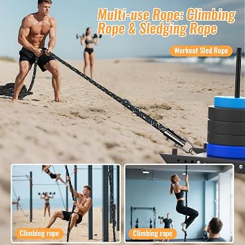 Weight Workout Sled Pulling Rope - 1.5 Inch x 30FT Heavy Duty Workout Sled Pull Rope for Tire Pulling, Football Training - Fitness Resistance Exercise Equipment for Men & Women