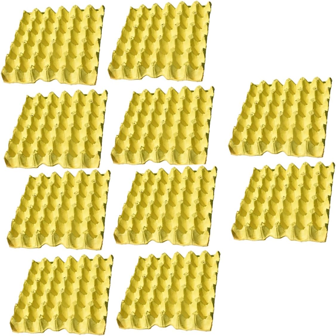 OSALADI 10pcs Household Egg Storage Trays 30-egg Capacity DIY Paper Pulp Egg Holder Containers for Refrigerator Yellow for Kitchen and Fridge