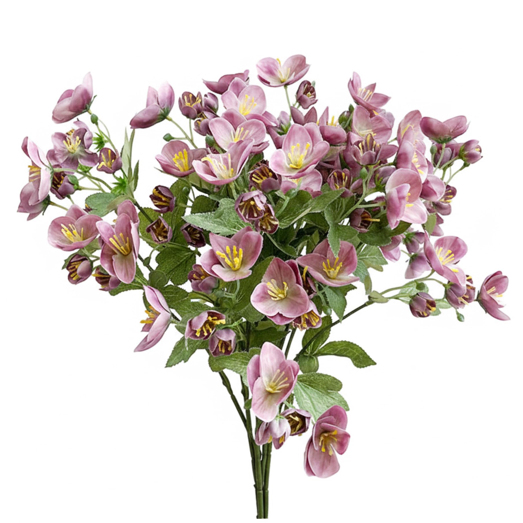Faticenic Artificial Flower, 3 Pack Lifelike Silk Hellebore with Stems & Leaves, 22in Blooming Faux Flower for Home Garden Office Decor, Artificial, Garden Décor