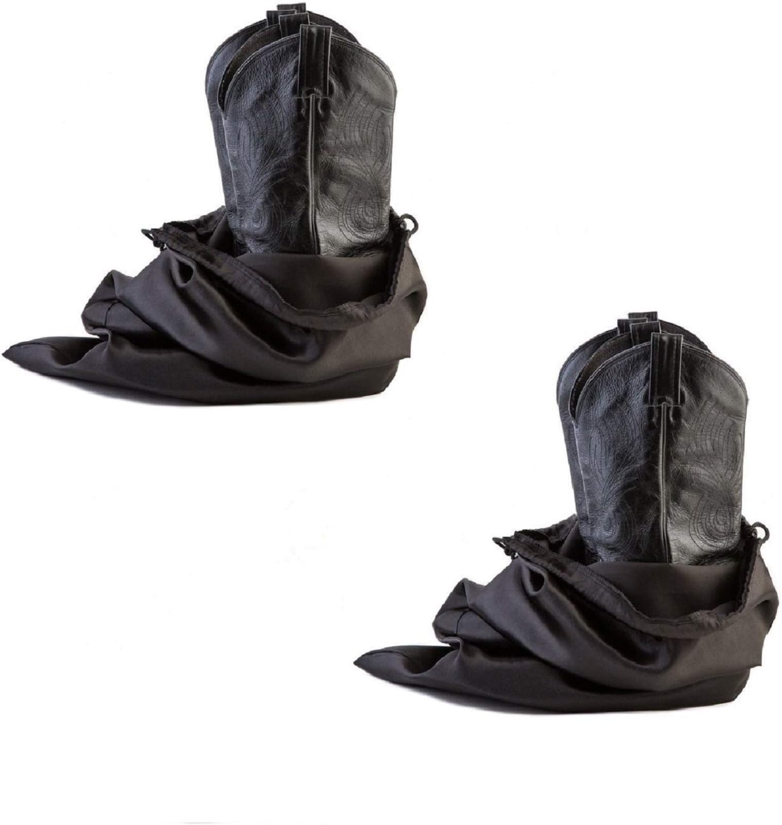 Tuff Guy Large Boot Bag, Cowboy Boot Bag w/Drawstring (Black) Set of 2 Travel Boot Bags,18" x 24"