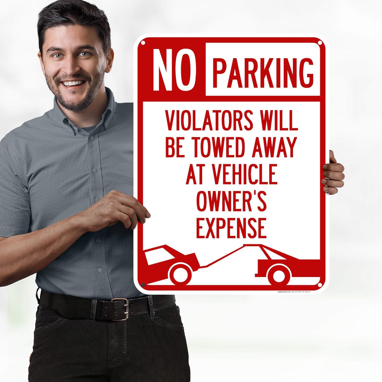No Parking Violators Will Be Towed Away at Vehicle Owner's Expense Sign, 18"x24" Polyethylene, Indoor/Outdoor Use, USA MADE By My Sign Center(MS-1453)
