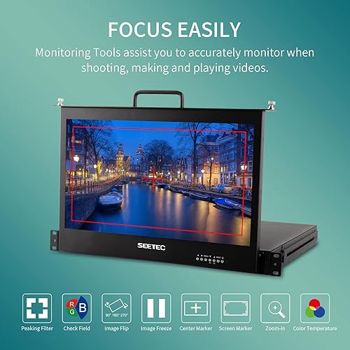 Miniatura 3 de SEETEC SC173-HSD 1RU Extraer 17.3 Pulgadas Montaje en Rack Producción Broadcast Monitor con 3G SDI HDMI DVI YPbPr 1920x1080 Full HD