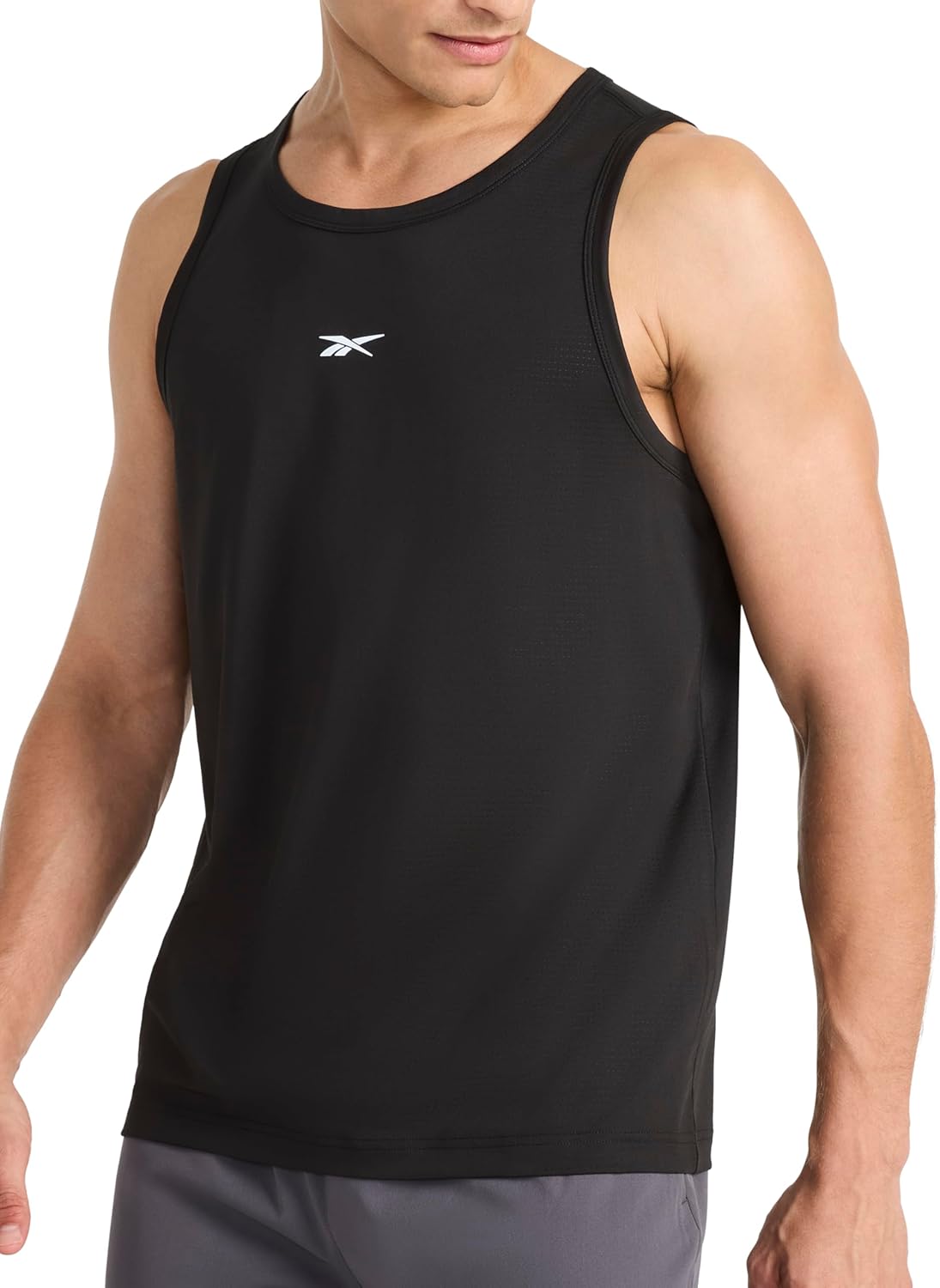 Reebok Men's Triathlon Scoop Neck Tank Top, Standard Fit, Lightweight Cotton-Poly Jersey Fabric